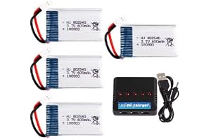 YUNIQUE GREEN-CLEAN-POWER - Set med 4 Lipo Batterier 3.7V 600mAh för Drönare | Kompatibla med Syma X5, Cheerson CX-30W, Skytech M68