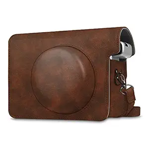 Fintie Protective Case Compatible with Fujifilm Instax Wide 300 Instant Film Camera - Premium PU Leather Protective Bag Cover with Removable Strap, Vintage Brown