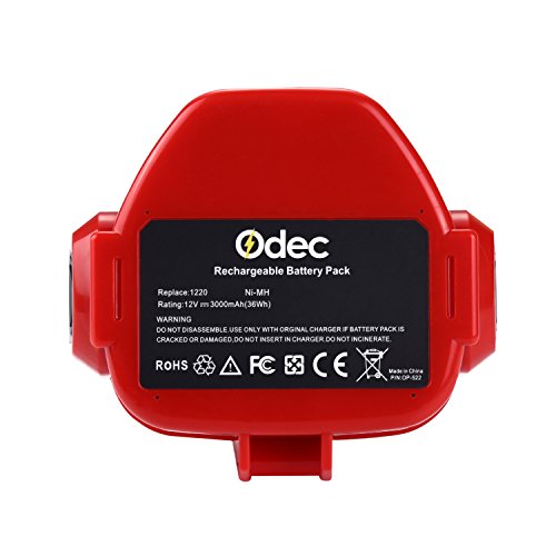 Odec Werkzeugakku 12V 3000mAh, Ni-MH Akku für Makita 1220 1222 1233 1234 1235 192598-2 192681-5 193981-6 638347-8 638347-8-2 - 5