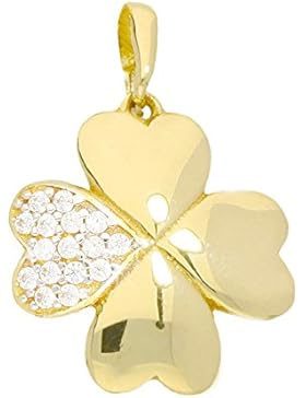 MyGold Kleeblatt-Anhänger (ohne Kette) Gelbgold 333 Gold (8 Karat) mit Steinen 16 Zirkonia 20mm x 14mm Goldanhänger...