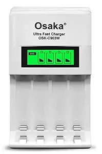 Osaka Ultra Fast Charger OSK-C903W LCD Charger for AA and AAA Ni-mh Rechargeable Batteries (White)