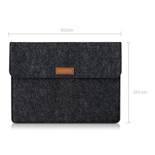 kwmobile Laptoptasche Filz Sleeve für 11″ 11,6″ Laptop Notebook – Notebook Tasche Schutzhülle Laptop Case Hülle in Dunkelgrau mit Innentaschen Innenmaße: ca. 33,4 x 24,0 cm - 3