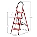 Produktbild Klapptritt, Haushalt aluminium klappleiter, 4-stufige tragbare leiter, trittleiter, teleskopleiter, mehrzweck home office garten loft trittleiter, anti-slip, geringes gewicht (Color : Red)