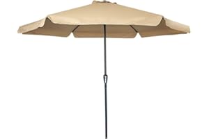 Acomoda Textil – Sombrilla de Jardín con Faldón Protector y Forro Anti UV para Exterior. Parasol de Aluminio Estable con Manivela, Toldo Octogonal 3 M Ø para Terraza y Patio. (Crema)