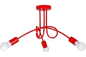LIGHT HOME LH Light-Home Edison Lampadario da Soffitto Industriale - Lampadari Moderni Per Soggiorno Camera da Letto e Cucina in Metallo - a 3 Luci - E27 - Rosso