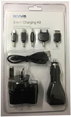 Reviva 3 in 1 USB charing Kit - Mains and In Car Suits Phones Smartphones Including HTC, Samsung, Nokia, Blackberry, Sony Ericsson KO33872