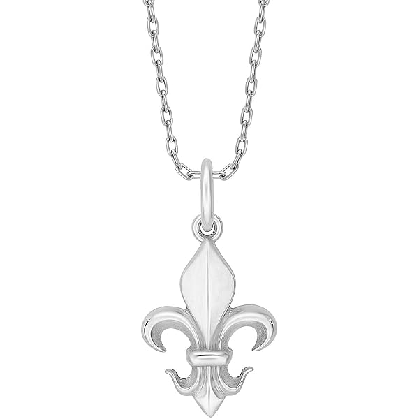 BOBIJOO Jewelry - Imposant Pendentif Collier Fleur de Lys Acier Argenté Royaliste Templier Chevalier Patriote Chaîne