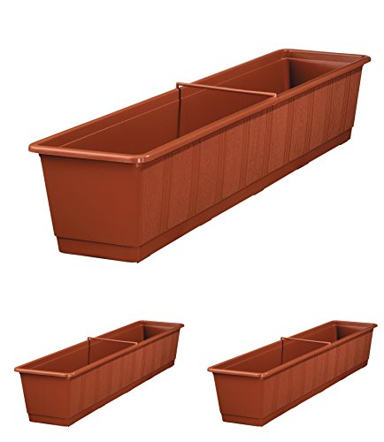 Amazon Pflanzenservice 10546 Balkonkasten Standard, 3-er Set, 80 cm, terra