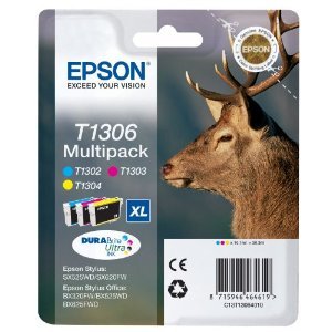 Epson T1301 schwarz + T1306 3-er Set von cyan/magenta/gelb, Original Tintenpatrone - 2