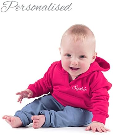 Personalised Embroidered with Name Baby Hoodie, 6mths - 4ys (2-3 ys, Hot Pink)