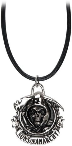 Sons of Anarchy Grim Reaper Skull Pendant Leather Necklace