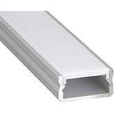 LED Kanal Profil Al&uuml;minyum sıva &uuml;st&uuml; 2 Metre İnce Kasa 13x6mm &Uuml;st Opak Pleksi 2128 Yan Kapak Dahil