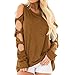 Produktbild Cebbay Bluse Damen Herbst Langarm Riemchen Cold Shoulder T-Shirt Pullover Tops