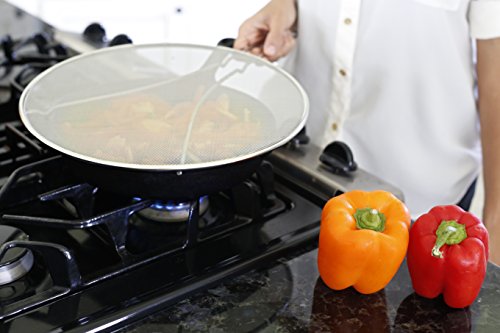 Extrem engmaschiges Spritzschutzsieb aus Edelstahl mit Standfüßen von LiveFresh – Ein erstklassiger Fettschutz, der auf jeden Topf oder jede Pfanne passt und Spritzen verhindert, 33 cm Durchmesser - 5