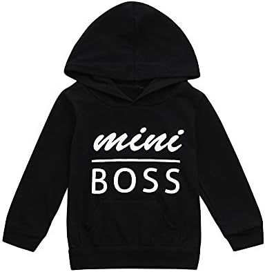 Malloom Toddler Kids Baby Boys Hooded Sweatshirts Infant Letter Blouse Hoodies Tops (Black, 0-6 Month)