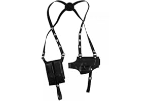 MIOYOOW Fondina a spalla in pelle, fondina a spalla orizzontale con doppia custodia per caricatore Fondina da trasporto nascosta regolabile per la mano destra