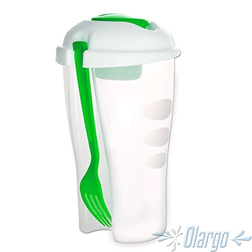 Salat to go Becher inkl. Gabel Dressingbehälter Salatbecher Salatbox 2 go (grün) - 2