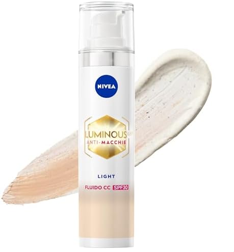 NIVEA Luminous630 Fluido CC Cream SPF 30 3-in-1 Light 40 ml, Crema colorata viso con pigmenti incapsulati e tripla azione anti-macchie, Crema antimacchie viso con Acido Ialuronico e Thiamidol