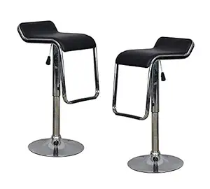 LAKDI Height Adjustable Classic Black Leatherette Bar Stool/Chair for Bar/Kitchen, Set of 2 (ISO and BIFMA Certified)