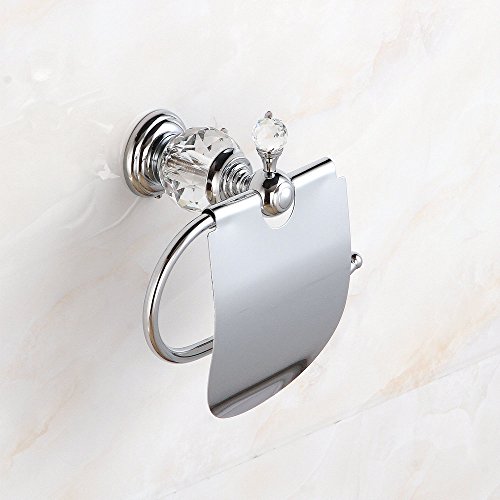 Beelee BA5210C Moderne Luxus Kristall Wandmontierte Toilettenpapierhalter mit Deckel, Chrom - 2