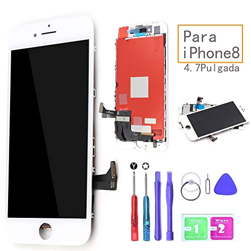 Ibaye LCD Pantalla Táctil Reemplazo para iPhone 8 Blanco De Marco Digital Un Conjunto Completo De Herramientas y Montaje De Vidrio Protector 4.7(A1863,A1905,A1906)