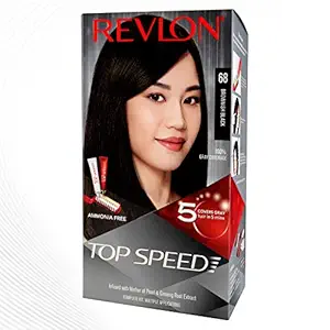 Revlon Top Speed Hair color Women, 186g - Brownish Black 68 |No ammonia | With Ginseng Root Extract and Mother of Pearl