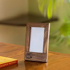 ExclusiveLane The Elephant Warriors Hand Carved Photoframe in Sheesham Wood (8 x 6 Inch, Portrait) -Photo Frames for Table Living Room Bedroom Birthday Photo Frame Designer Wooden Display Stand