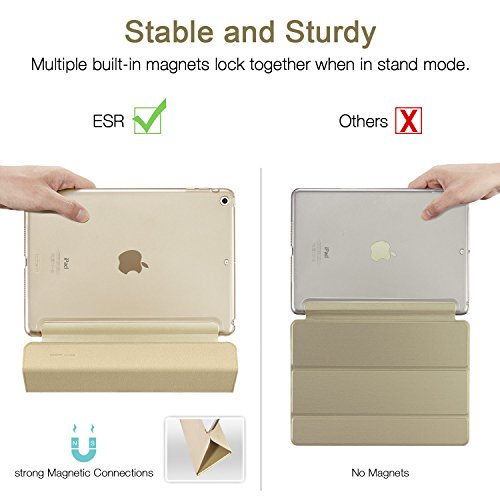 iPad Mini Hülle, ESR® Yippee Series Auto Aufwachen / Schlaf Funktion PU Ledertasche mit Durchschaubar Rückseite Abdeckung Schutzhülle für iPad mini 3/2/1 (Champagner Gold) - 4