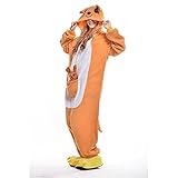 Amurleopard Damen/Herren Jumpsuit Kostüm Schlafanzug Pyjamas Einteiler, Känguru Gelb, L( Körpergröße: 170-178 CM)
