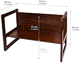 3 in 1 Multifunktionale Kindermöbel im Vierer Set Bestehend Aus einem Multifunktionalen Kindertisch oder Kindersitzbank und einer Multifunktionaler Kindersitzbank und zwei Multifunktionale Kinderstühle oder ein Multifunktionales Nest von vier Couch- Beistelltischen für Erwachsene, aus Massivem Buchenholz Dunkel Lackiert - 8