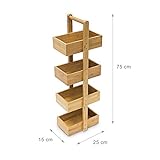 Relaxdays Bambus Badregal H x B x T: 75 x 25 x 18 cm Praktisches Badezimmerregal als Ablageständer mit 4 Körben als Bambus-Butler Korbregal aus natürlichem Holz für Badezimmer und Feuchträume, natur - 3