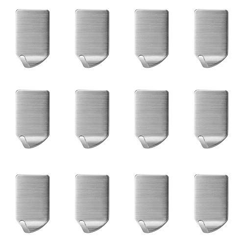 Preisvergleich Produktbild Aikzik®12 Stk Selbstklebend Handtuchhaken, Badezimmer Wandhaken Edelstahl Haken ohne Bohren Kleiderhaken für Bad und Küche