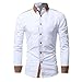 Produktbild Btruely Slim Hemden Herren Trachtenhemd T-Shirt Mode Langarmshirt Formell Business Hemden Freizeit Stehkragen Shirt Casual Shirt (Asien Größe M, Weiß)