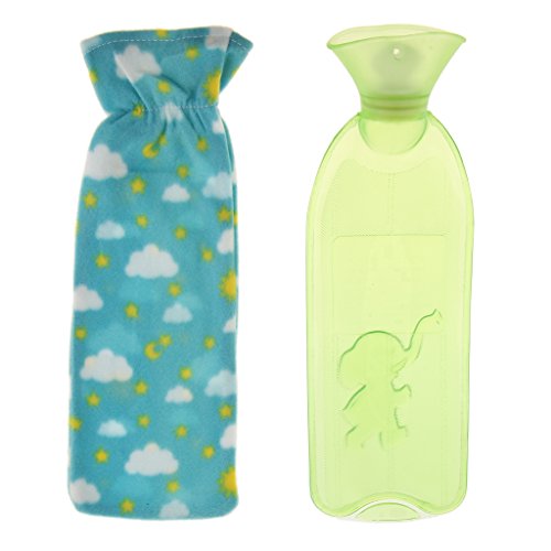 Preisvergleich Produktbild MagiDeal Wärmflasche mit Bezug 1000ml Wärmekissen Winter ideales Geschenk - Hellgrün