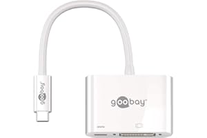 goobay 62108 Adaptateur USB-C DVI, Alimentation Électrique, Blanc