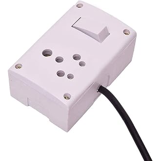 Power Box Strip Extension Board with 16 amp Socket, Extension Cord (1 mm x 2 core), 6 amp 3 pin Plug top - White (5Meter)