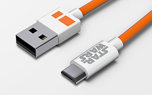 Tribe Star Wars TFA Micro Line Micro USB Ladekabel 120cm, Verbindungskabel, USB 2.0, USB-A-Stecker auf Micro-USB-B-Stecker für Android Smartphones, Samsung, HTC, Sony, Nexus etc. – BB8 - 2