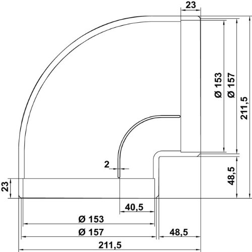 Naber R-RBV flow 150 Rohrbogen 90°, weiß - 2