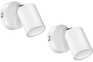 ledscom.de 2 pièces Spot mural WAIKA, à une flamme, avec interrupteur, GU10, blanc mat, incl. ampoule LED GU10 450lm, blanc chaud