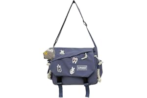 Inshere Aesthetic Crossbody Bag, Cute Messenger Bag for Women Men, Y2K Japanese Kawaii Bag with Cute Pins and Ornament