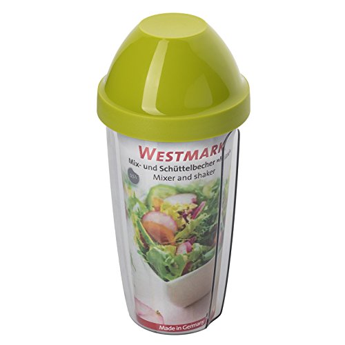 Westmark Mix- und Schüttelbecher, Shaker mit herausnehmbarer Mixscheibe, Füllvolumen: 0,5 Liter, Kunststoff, Maxi, Grün/Transparent, 3090227A - 3