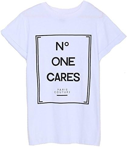KaKing Women No One Cares Print Tshirt Tops Cute Basic O neck Casual Tee Blouse