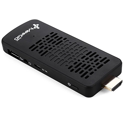 MeeGoPad T05 smart Cooling Fan Version Licensed Windows 10 Mini PC,Intel Atom Baytrail CPU 2GB RAM/32G Storage WIFI 802.11b/g/n Bluetooth 4.0 TV BOX Small Compute Stick -Black - 2