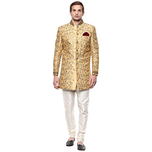 Shaurya-F Gold & Maroon Silk Broket Embroidered Sherwani Set RS.14999 (50.00% Off) - Amazon