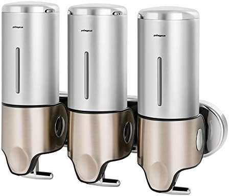Physa PURA S3 Soap Dispenser Lotion Hand Wash Dispenser Set (3 x 500 ml, Output: 1-2 g, safety lock incl. 4 keys, viewing panel, plastic) Silver