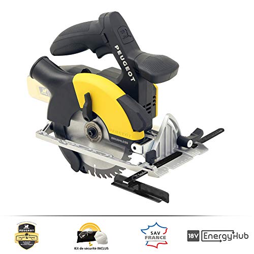 Peugeot Outillage ENERGYSAW-C18VBL Scie circulaire 165 mm Brushless 18 V- lame 40T, livrée sans batterie ni chargeur