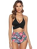 Bikini-Oberteil: Sexy Neckholder zeigt deine gute Form, sexy, charmant; Kann auch in der Brust gebunden werden und ist nicht nur ideal für Strand und Schwimmbad, sondern auch für Fitness, Gymnastik und Tanz.