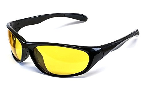 Lente Amarillo Visión Nocturna Conducción Gafas, Policarbonato Irrompible 100% UV400 Lente, I-Sential Estuche Duro y Paño