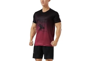 YCHNAIM Męski sportowy T-shirt z krótkim rękawem, oddychający, szybkoschnący, z krótkim rękawem