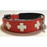 Hundehalsband Swiss Style, PU Leder, Rot, 50 cm Länge, verstellbar